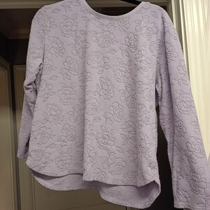 Oscar de la Renta Sz L Lavender Floral Sweater